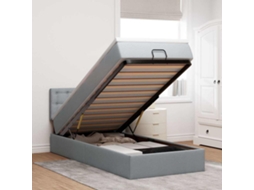 Vidaxl Cama Otomana com Colchão 100x200 Cm Tecido Cinzento Claro