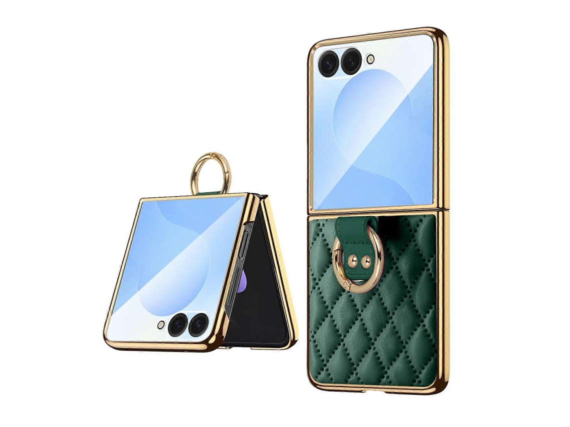 Capa Para Celular Vietao Com Padrão De Diamante E Anel De Metal Em Couro Pu