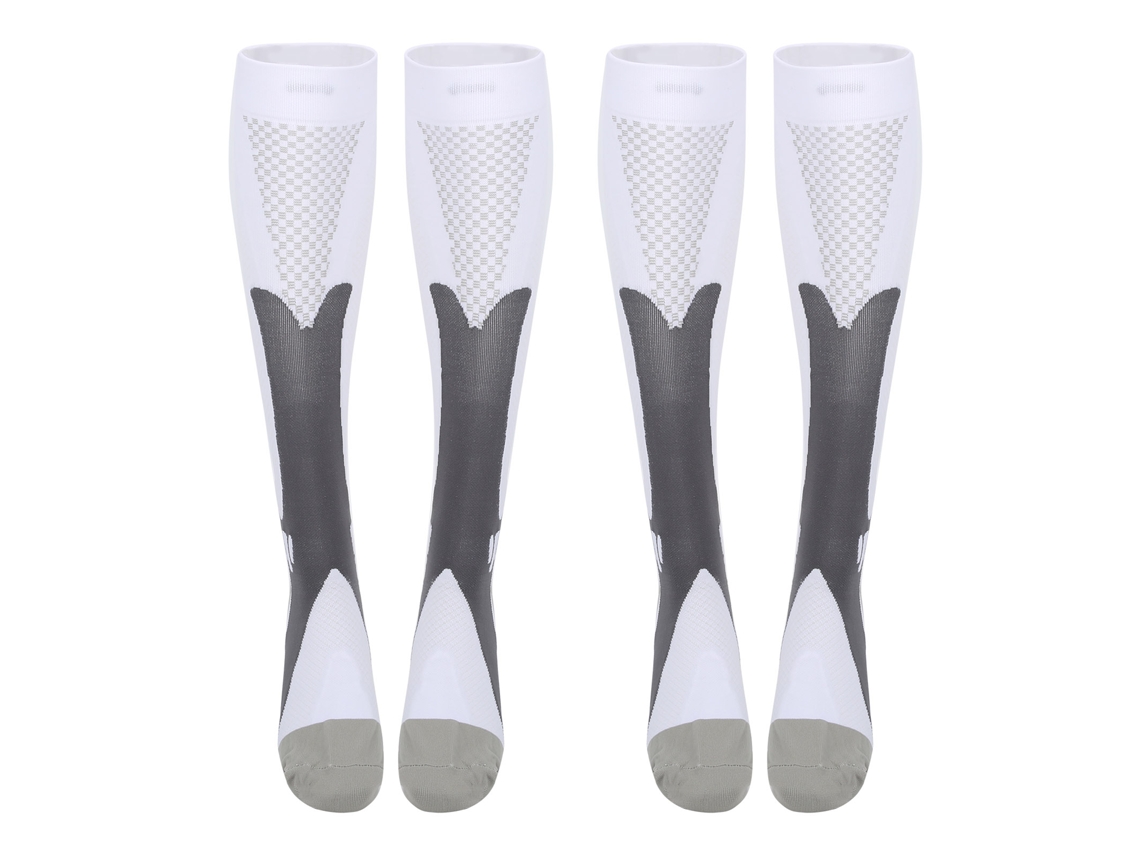 Meias De Compressão Esportivas Externas Suporte Para Pernas Elásticas Para Corrida Abaixo Do Joelho Branco 2 Pares/conjunto