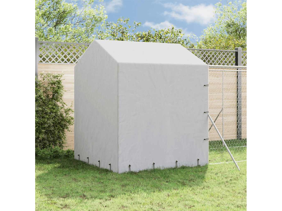 Vidaxl Canil De Exterior Com Teto 2x14x2,5 M Aço Galvanizado Prateado