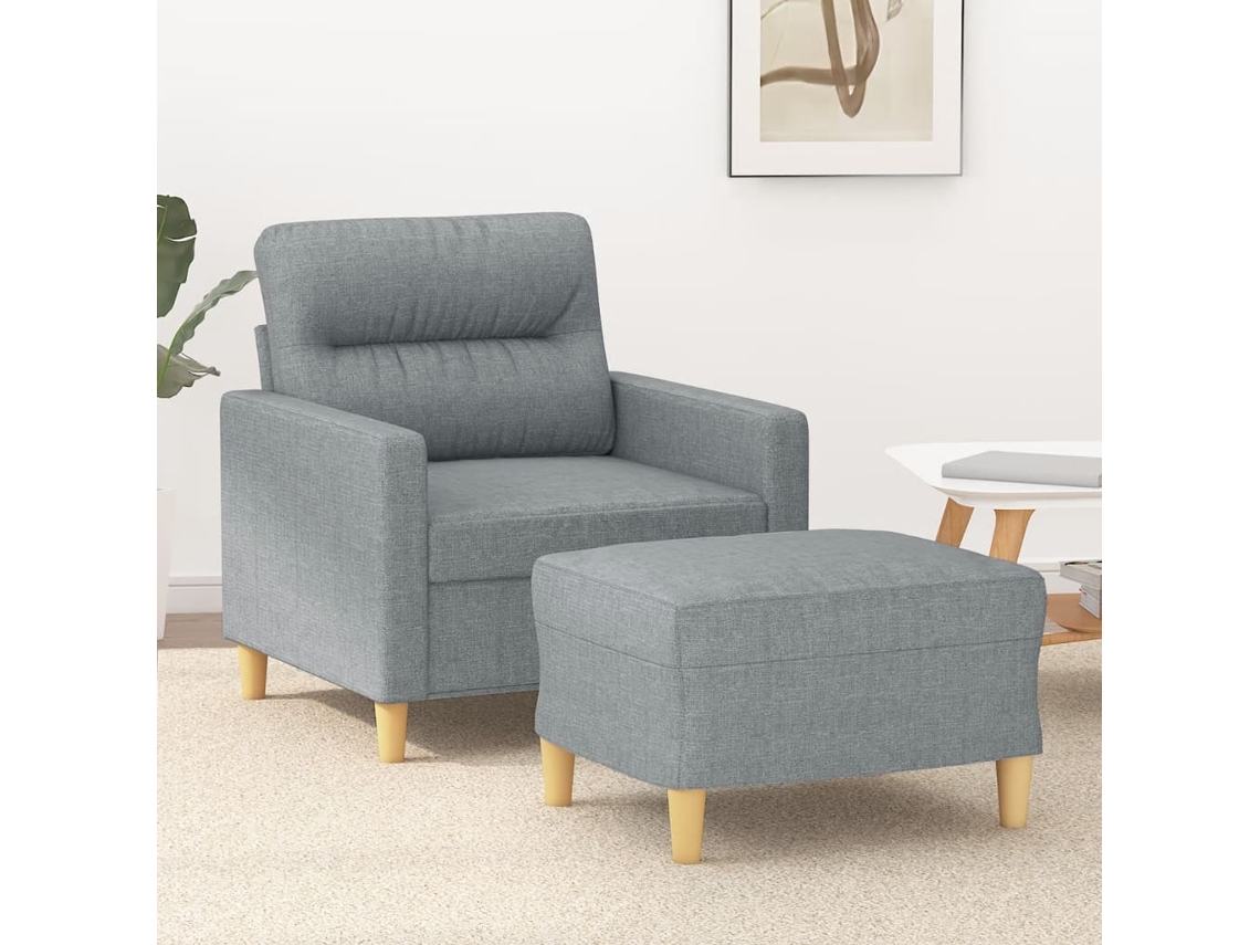 Vidaxl Poltrona Com Apoio De Pés 60 Cm Tecido Cinzento-claro