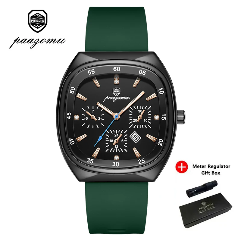 Relógio De Quartzo Com Mostrador Grande (verde), Relógio De Casal À Prova D'água Com Pulseira De Silicone