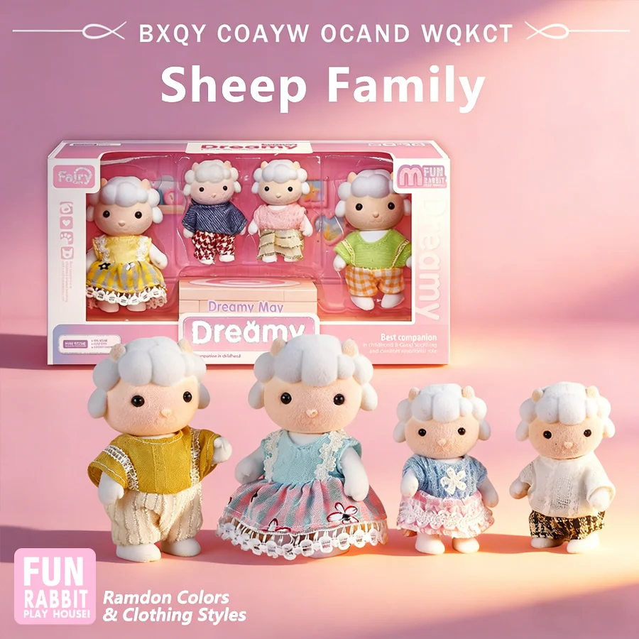 (família De Ovelhas) Conjunto De Bonecos Família De Animais Da Floresta, Com 4 Animais Diferentes Para Brincar De Faz De Conta.