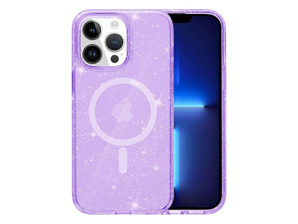 Capa Para Iphone 13 Pro Compatível Com Magsafe Glitter Powder Pctpu - Roxa