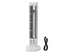 Ventilador Torre Sem Lâmina Portátil Luz Usb Branco