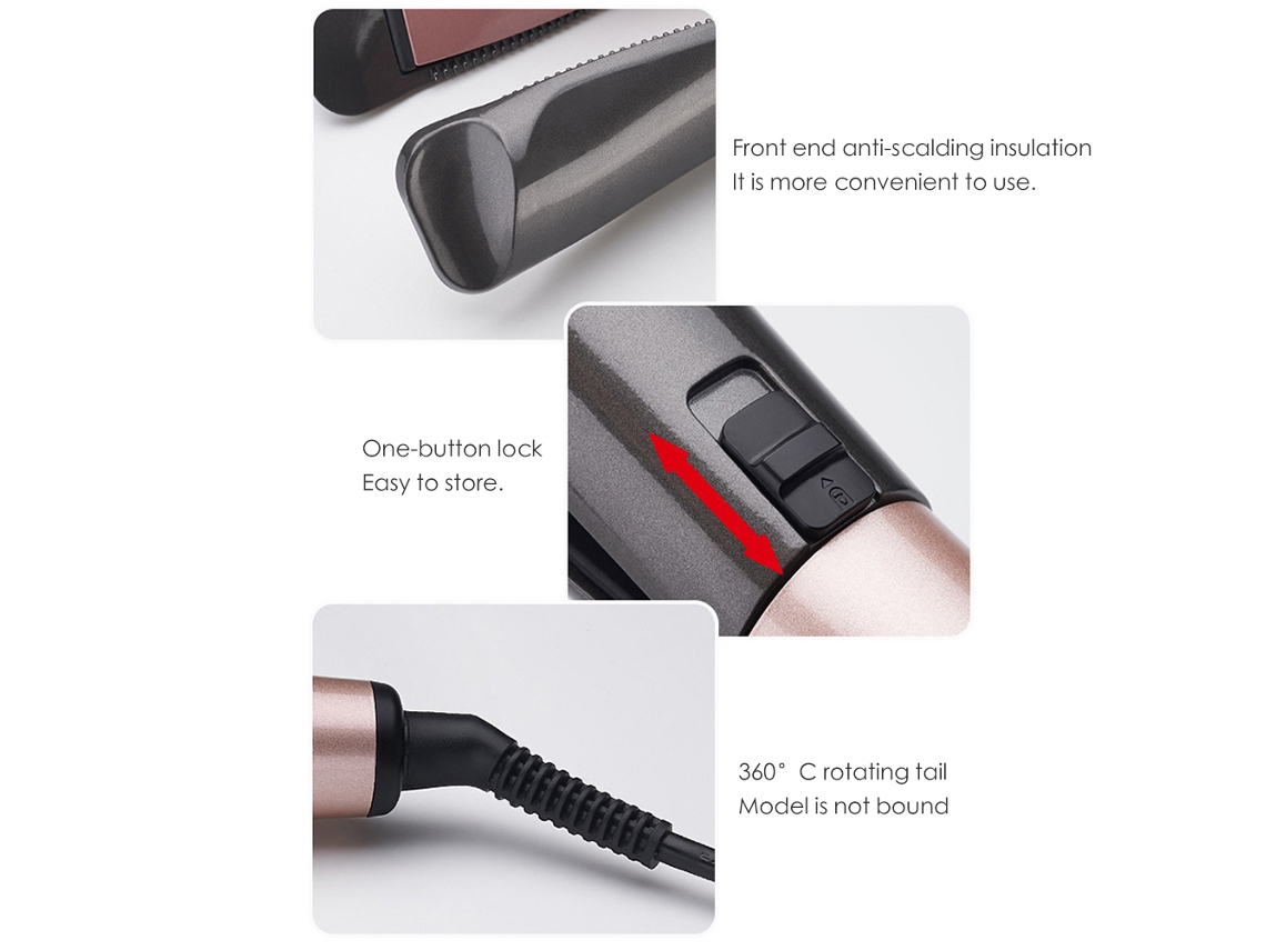 Modelador De Cabelo (2-em-1 Para Cachear E Alisar, Tela Lcd) + Eoocoo
