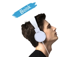 White Over Ear Wired Headphones Comfortable Wearing, High Definition Sound, In Line Control, Stylish Portable Headset Beisk