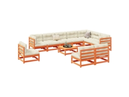 11 Pcs Conjunto Sofás De Jardim Madeira De Pinho Castanho Mel Dkd Home Decor