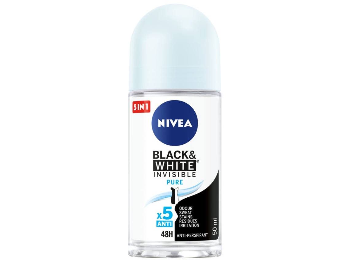 Desodorante Roll-On Blackwhite Invisible Pure 50ml. Nivea