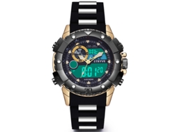 Relógio Esportivo Masculino Multifuncional e Elegante com Movimento Duplo e Resistente À Água MDUG (dourado)