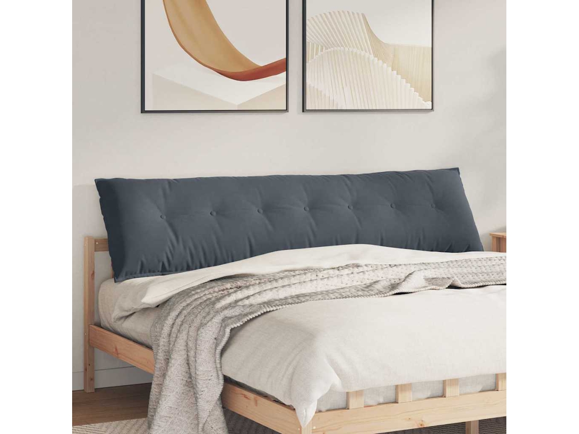 Vidaxl Travesseiro Para Costas Cinza Escuro 200 X 50 Cm