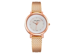 Relógio de Pulso Feminino Casual de Quartzo com Strass Esmalte Redondo Branco