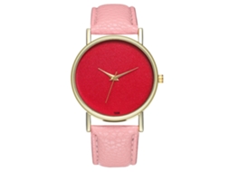 Reloj De Pulsera De Aleación Con Dial Redondo Analógico De Cuarzo Para Mujer Y Hombre (rosa)