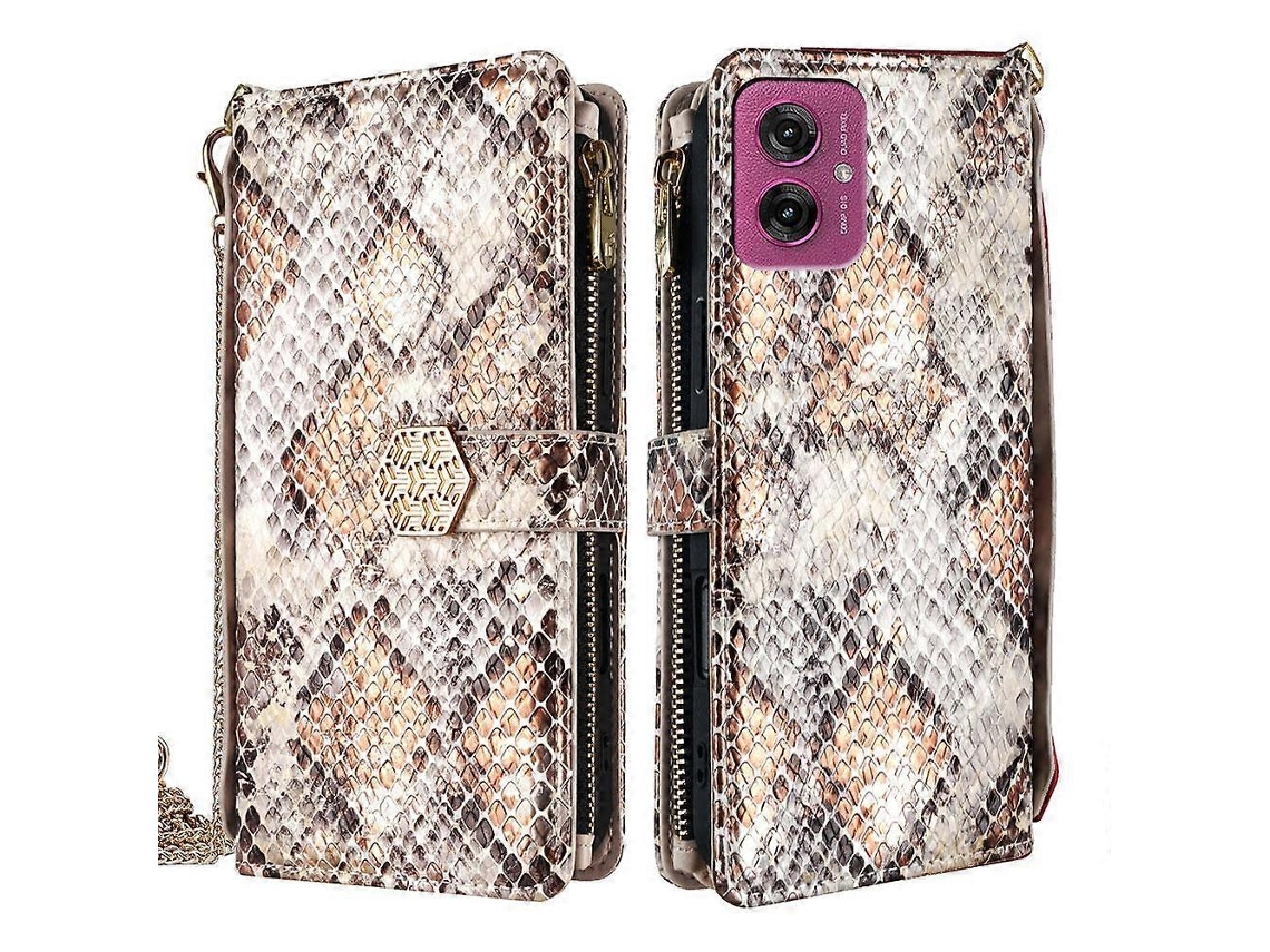 Capa De Celular De Couro Com Textura De Cobra E Alça Transversal