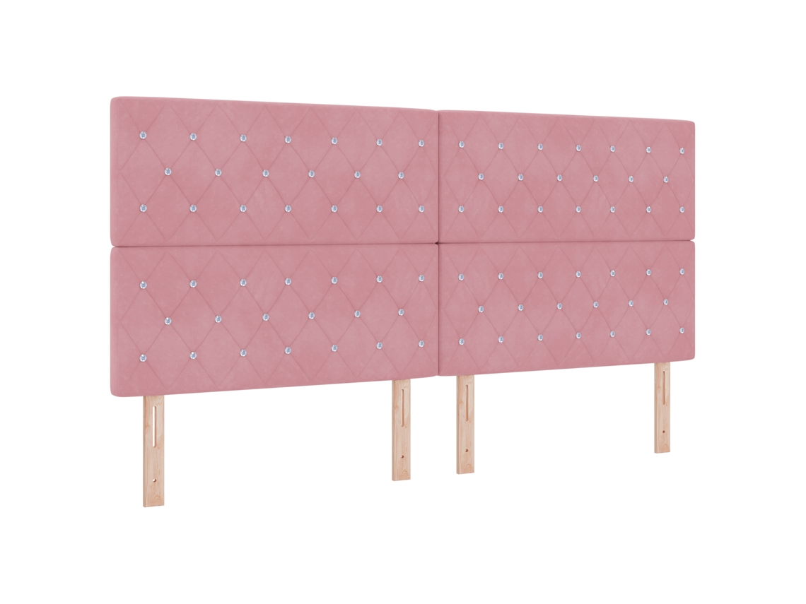 Conjunto 1 Cabeceira Estofada Vidaxl Rosa Veludo (200 Cm)