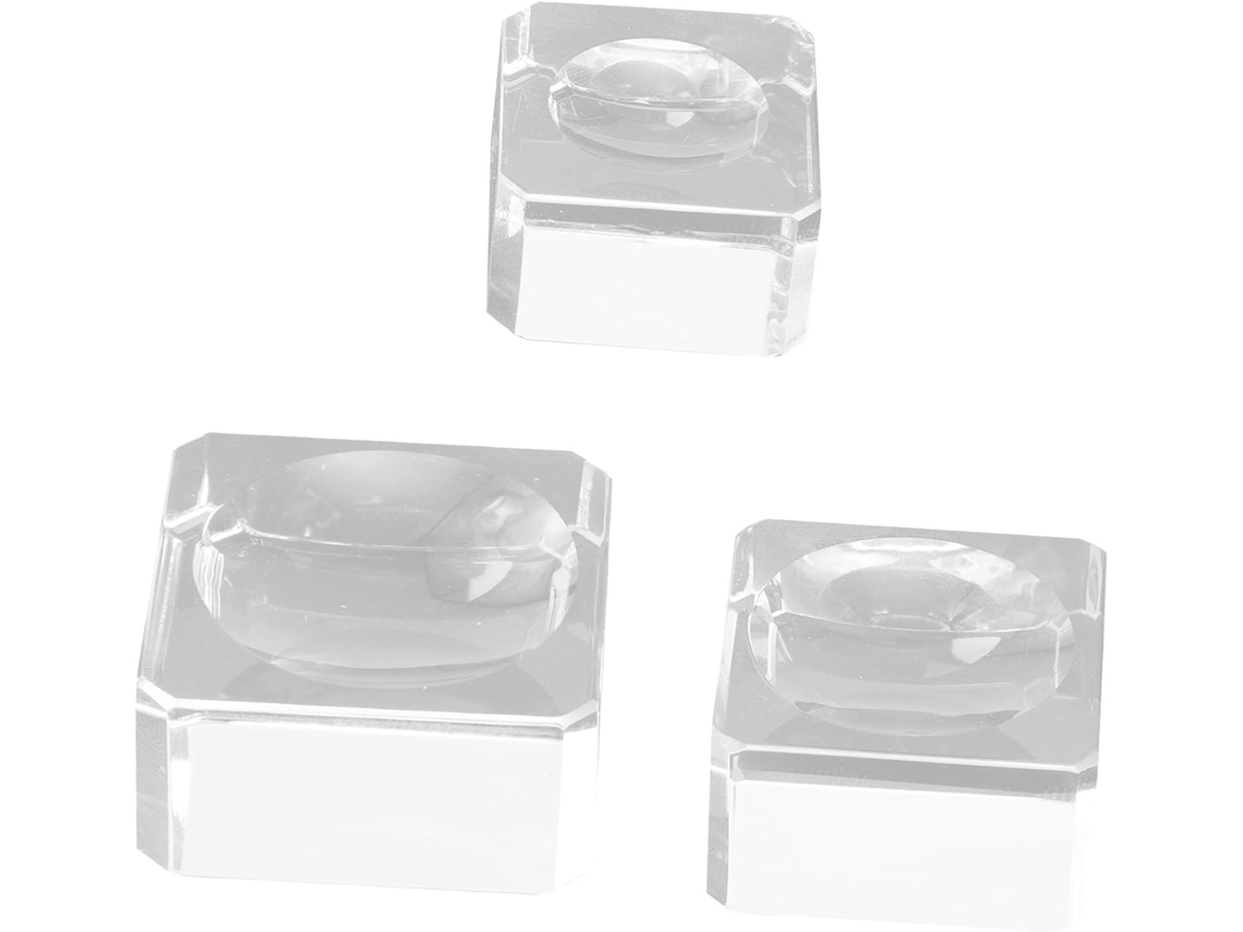 Conjunto Inoomp Com 3 Bases Transparentes Para Bolas De Cristal, 3, 50x 3, 50x 2, 00cm Suporte Decorativo Prático Para