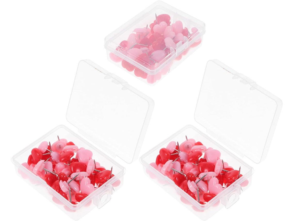 Conjunto De 300 Tachinhas Decorativas Em Formato Coração, Feitas De Plástico E Arame Aço, Reutilizáveis E Portáteis Para