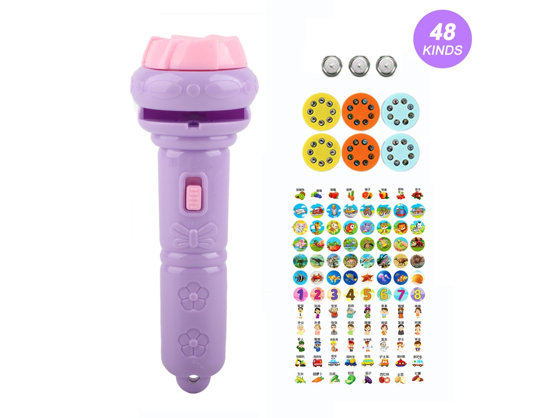 Mali lanterna Projetora Infantil com 48 Padrões Animais Brinquedo Educativo Científico Abs Roxo