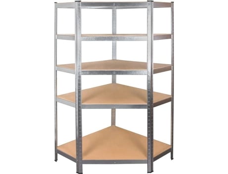 Estante de canto metálica 180 × 90 × 40 cm com 5 prateleiras Aga