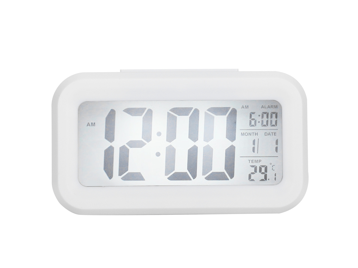 Relógio Eletrônico Lcd Com Tela Grande, Silencioso, Inteligente, Com Visor De Temperatura E Despertador Ghy‑501 Branco Slowmoose