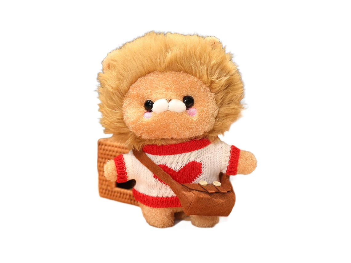 Brinquedo de Pelúcia Leão Dourado Cartoon com Suéter Mochila Boneco Fofo para Decoração, Companhia, Presente Suéter Rosa com Letras Xiuying CHABERLU