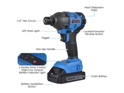 Parafusadeira De Impacto 20v Sem Escova 1/4" Hex Chuck