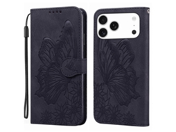 Capa De Celular De Couro Com Estampa De Borboletas Retrô E Relevo Horizontal