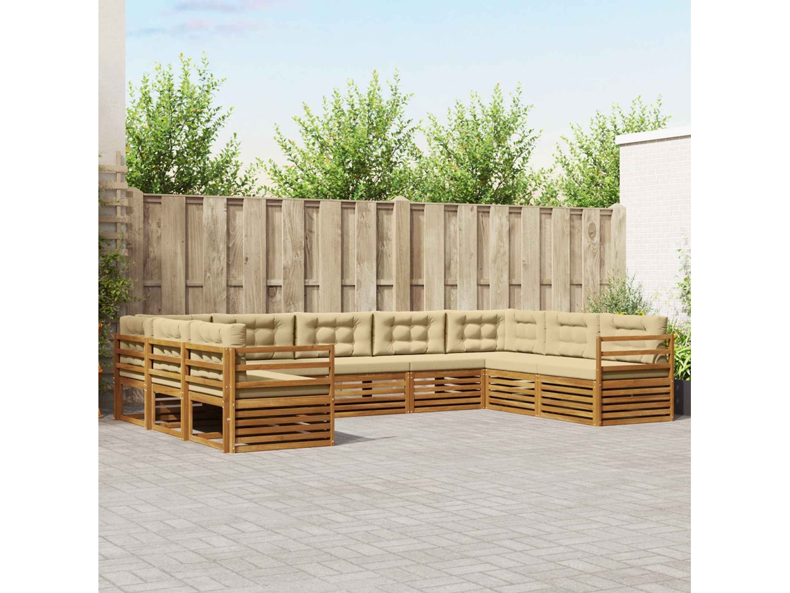Vidaxl Conjunto De Sofás Para Exterior 9 Unid. Natural E Bege