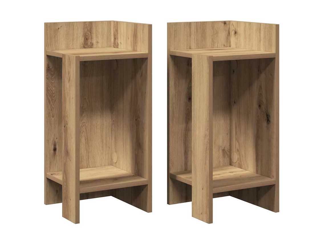 Conjunto de Mesas Laterais 2 Peças com Prateleira Carvalho Artesanal MAISON EXCLUSIVE (110x50x103 cm)