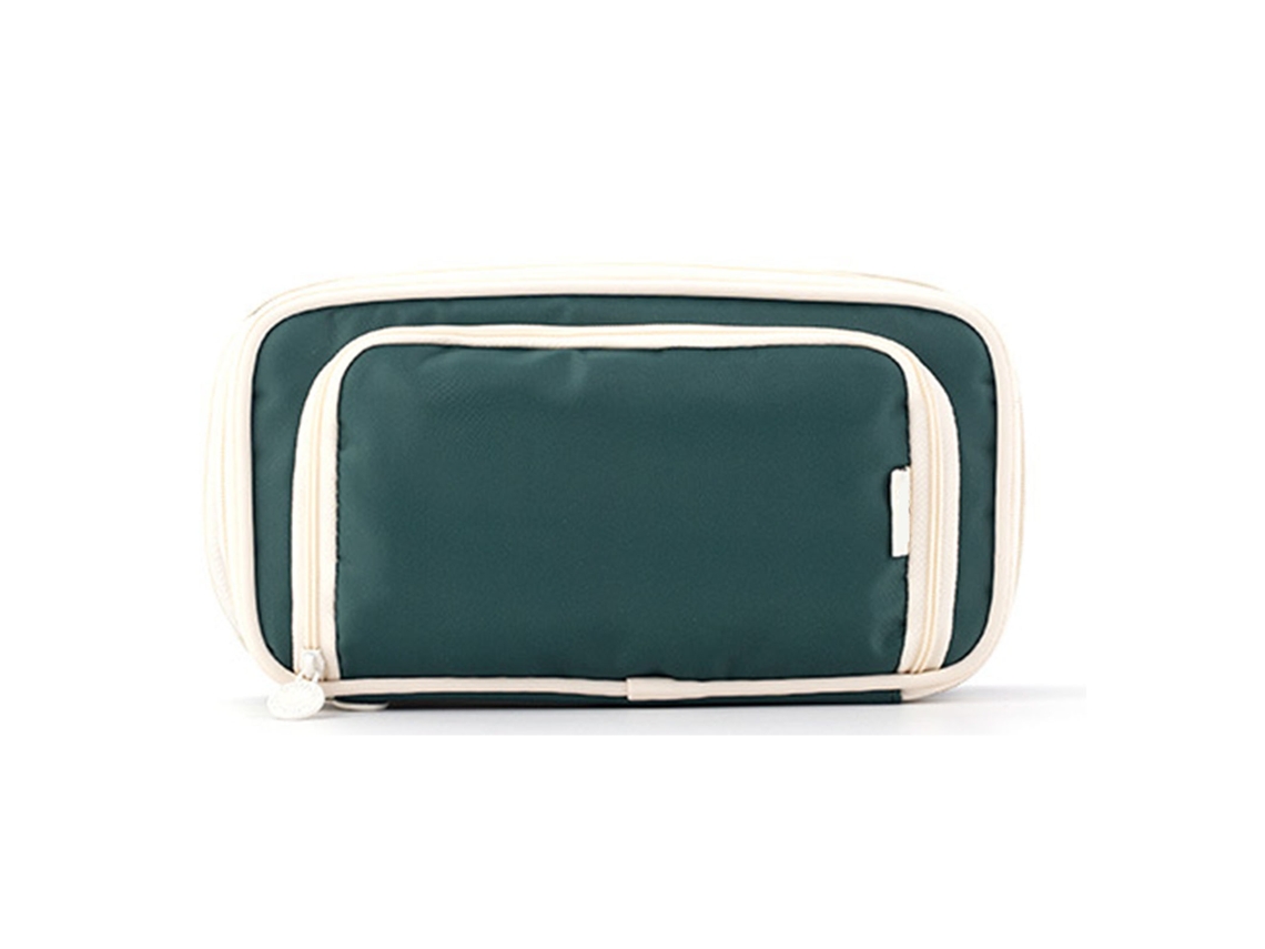 Estojo Para Lápis Grande, Multicamadas, Portátil E Fácil De Limpar, Ideal Material Escolar, Nas Cores Preto Verde. Aquaforge