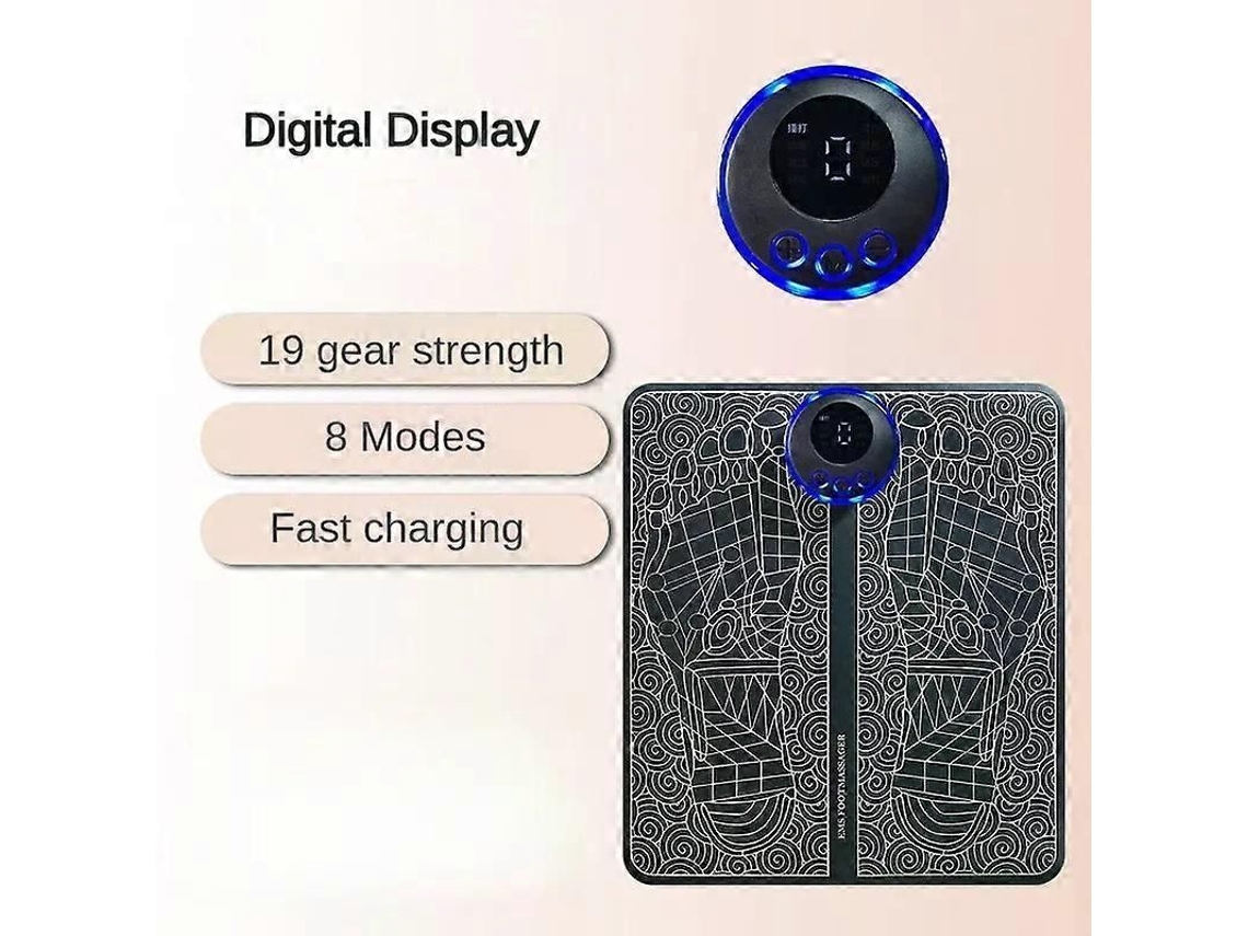 Tapete De Massagem Elétrico Ems Para Os Pés, Com Estimulação Muscular Elétrica, Carregamento Usb, Portátil E Dobráv El.