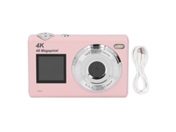Câmera Digital 4k 48mp Com Foco Automático 16x Zoom Antishake Tela Dual Filtros De Beleza Rosa Para Estudantes