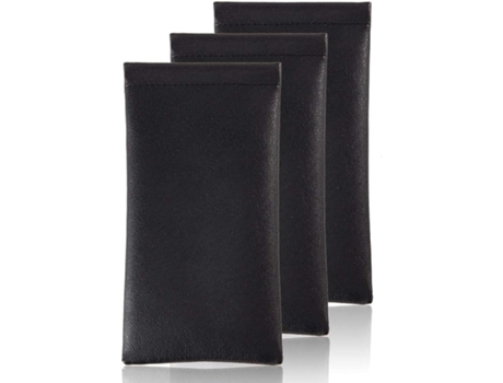 Estojo de Couro para Óculos de Sol Squeeze Estojo de Mola para Óculos de 3 Peças Preto TRANTECH
