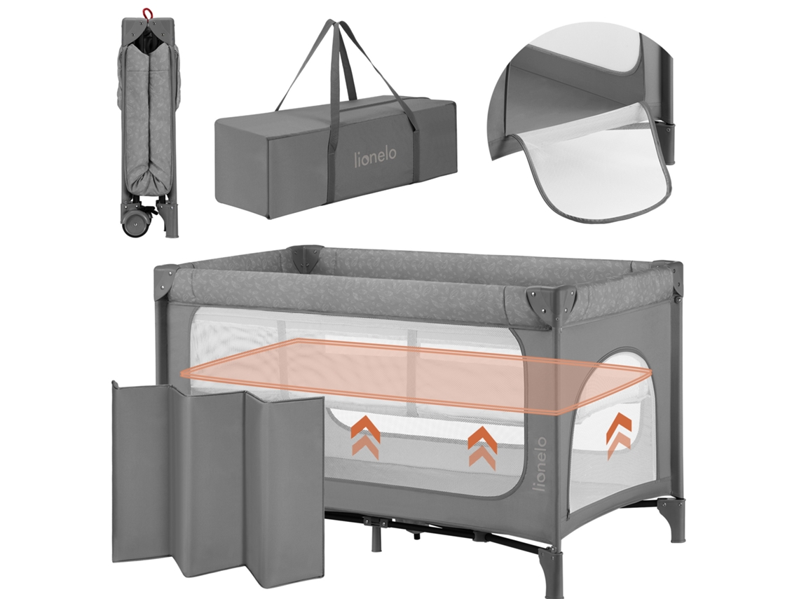 Berço De Viagem Lionelo Jasmin Easy Fold - 0-36 Meses - 2 Alturas - Colchão T25 - Dobrável - Bolsa De Transporte
