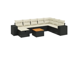 Conjunto de 9 Sofás para Jardim com Almofadões Vime Pe Preto MAISON EXCLUSIVE (9 pcs)