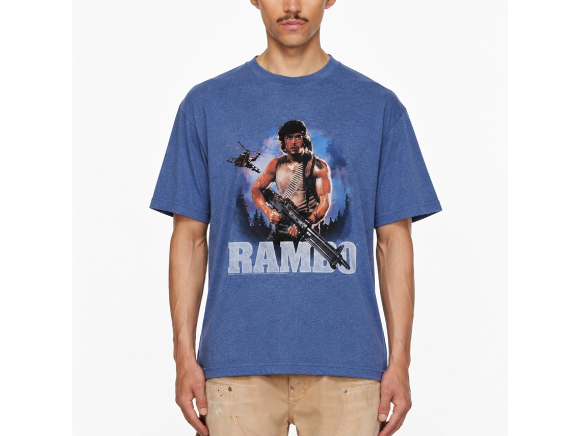 Rockinstone Rambo Movie Wild Blue Yonder Heather Royal Adult T-shirt Size:m