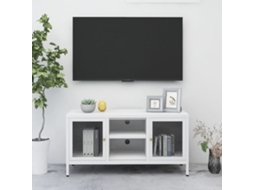 Vidaxl Móvel De Tv 105x35x52 Cm Aço E Vidro Branco