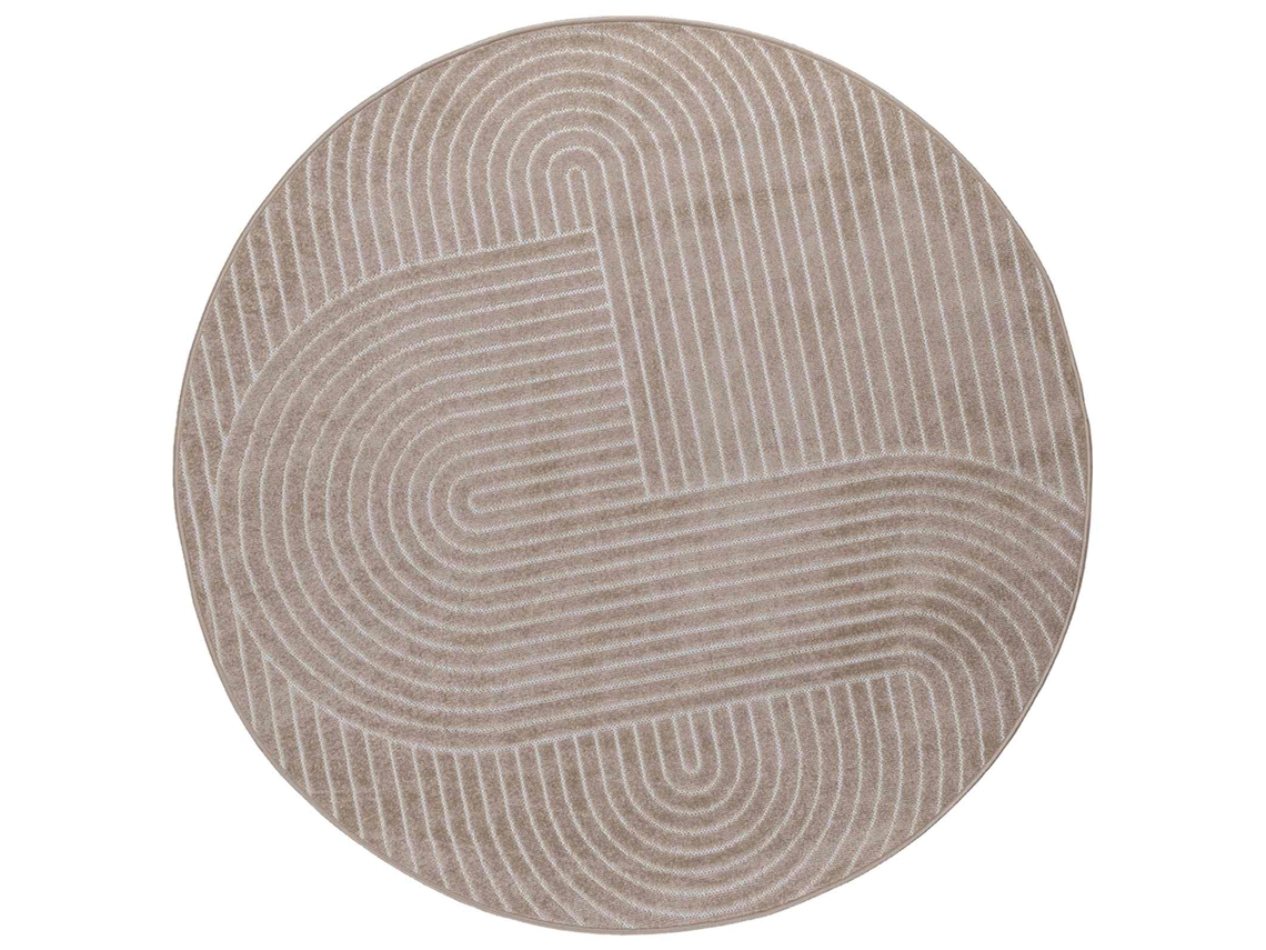 Conjunto 1 Tapete Moderno Vidaxl Bege Poliéster (ø 120 Cm)