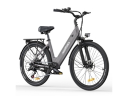 Milecity 1 Bicicleta Elétrica 26 Motor 250w Bateria Removível 36v 13ah Autonomia 100km Shimano 7 Velocidades, Cinza Hillmiles