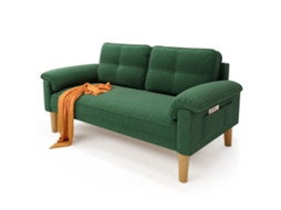 Sofá fixo 2 lugares escandinavo BEALIFE AR7711 - Linho verde - 145 x 77 x 77 cm