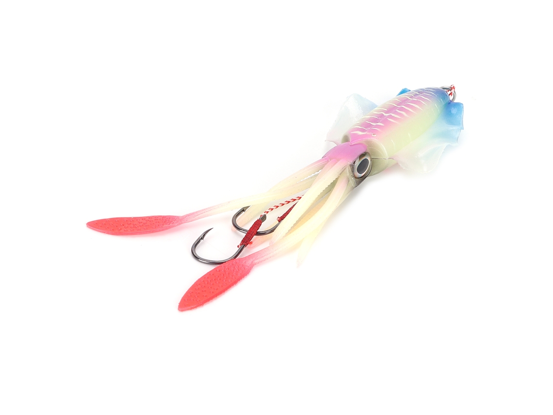 Isca de Lula Luminosa Uv com Anzol Rosa Azul