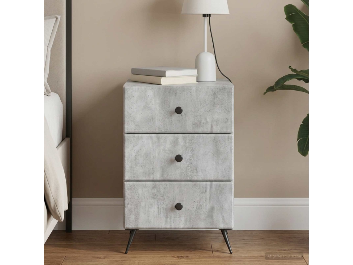 Vidaxl Armário De Cabeceira Cinzento Cimento 43 X 41 X 66,5 Cm