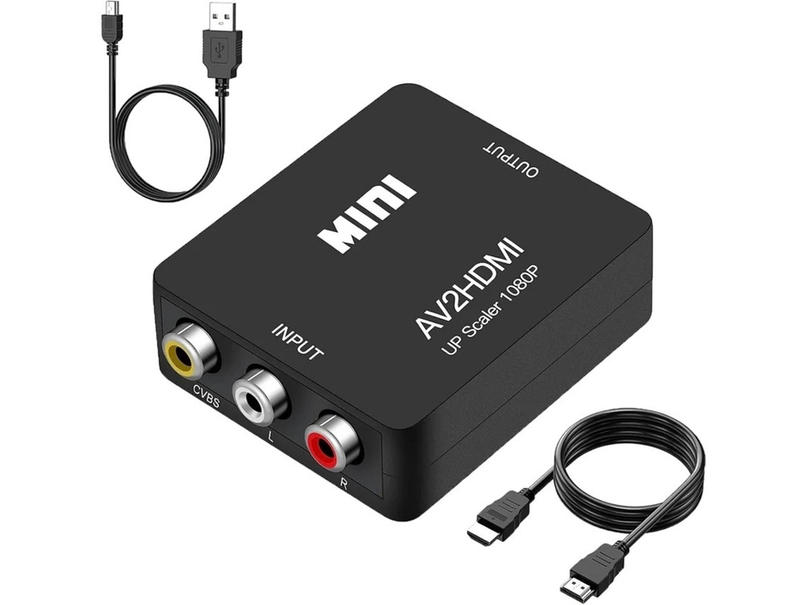 Conversor 1080p Rca Av Composite Cvbs Para Hdmi Com Cabo Hdmi E Alimentação Usb Compatível Com Ps2, Xbox, Wii, N64, Vhs/vcr, Dvd Pal/ntsc Bestvite