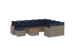 Conjunto de Sofá de Jardim, 11 Peças, Almofadas, Rattan Cinza MAISON EXCLUSIVE