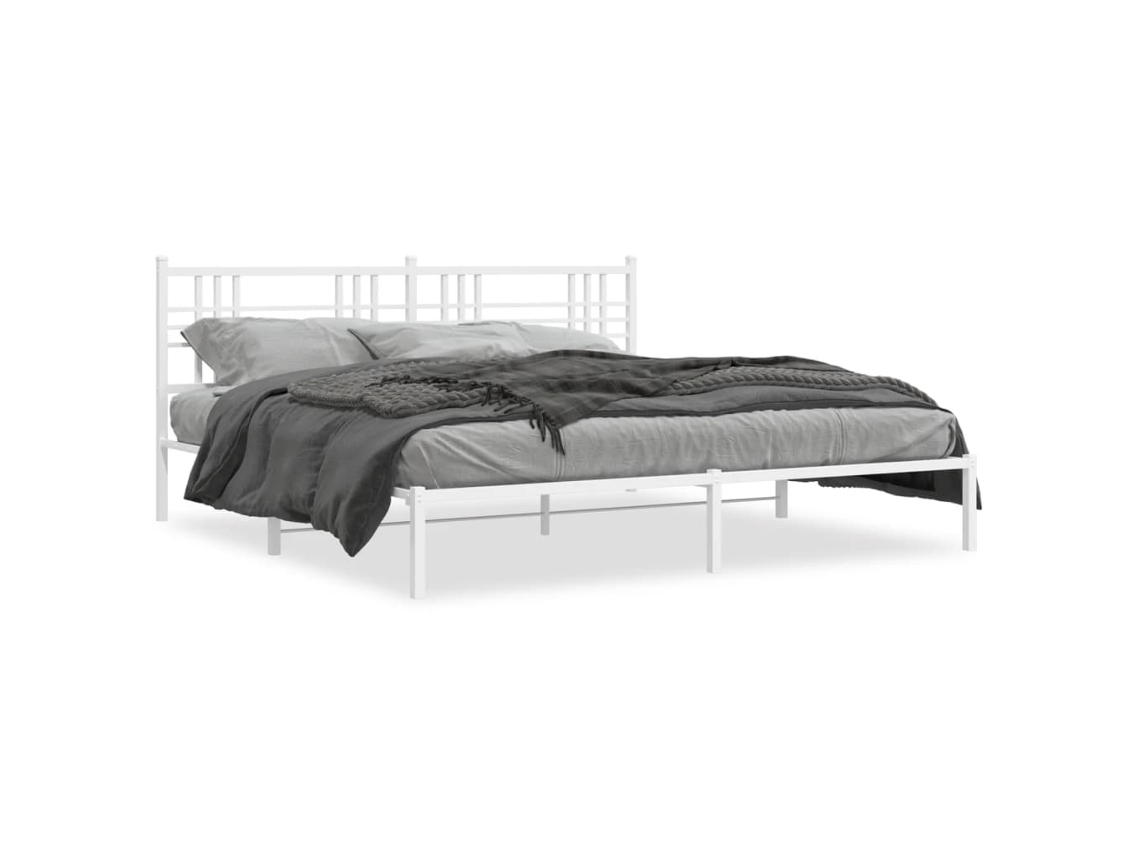 Estrutura de Cama com Cabeceira Metal Branco MAISON EXCLUSIVE 193x203 cm