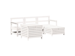Conjunto de 5 Sofás Jardim Madeira Pinho Maciça Branco MAISON EXCLUSIVE