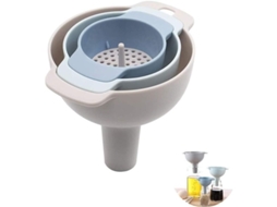 Conjunto de 3 funis Nova Line, com peneira removível, plástico sem BPA S/MARCA