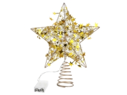 Topo De Árvore De Natal Com Estrela Iluminada Por Led, Dourado, 30 X 25,5 Cm, Topo De Árvore Decorativo Olysi Shop (1 Pacote)
