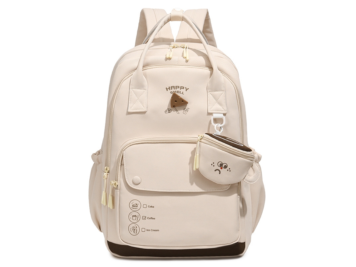 Mochila Estilo Universitário Com Porta-moedas, Impermeável, Grande Capacidade, Adequada Para Uso De Estudantes No Campus Apricot