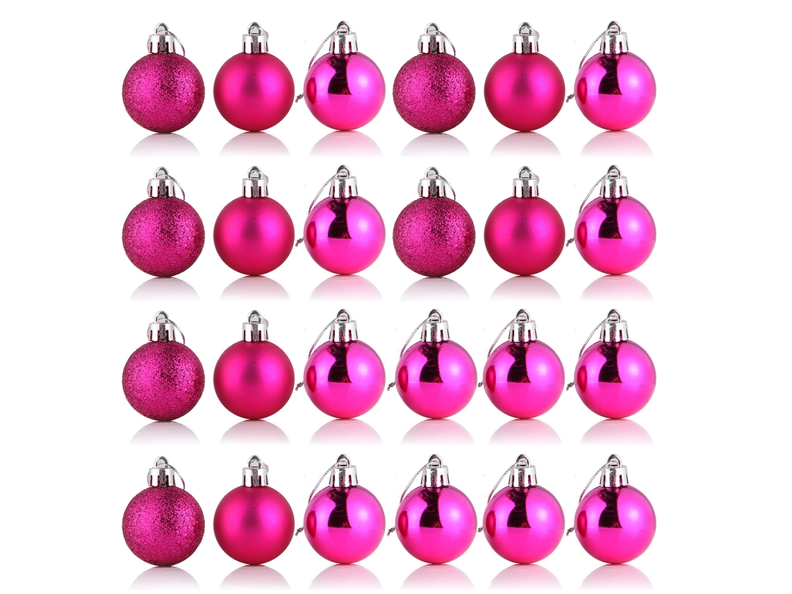 Laxiscreed Conjunto De 4 Ornamentos De Natal Em Plástico Para Árvore, 4cm, Na Cor Rose Red